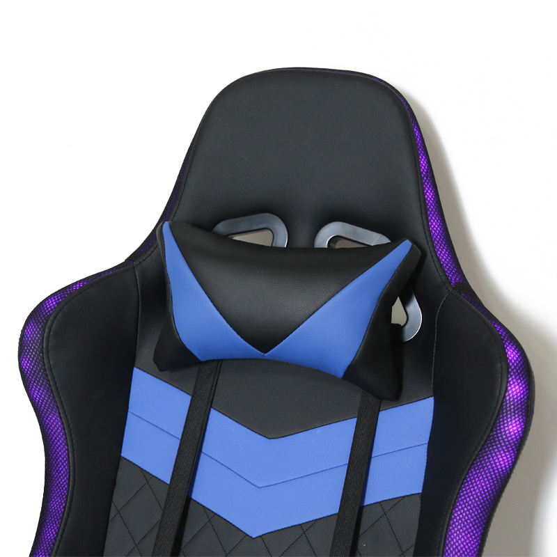 Chaise de joueur ergonomique pivotante de haute qualité, chaise de course en cuir confortable avec rvb  Chaise de joueur ergonomique pivotante de haute qualité, chaise de course en cuir confortable avec rvb