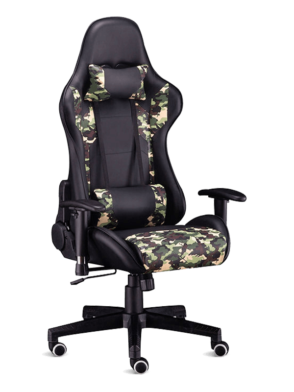 Chaises de course pour ordinateur de massage réglable, chaise de jeu couleur camouflage  Chaises de course pour ordinateur de massage réglable, chaise de jeu couleur camouflage