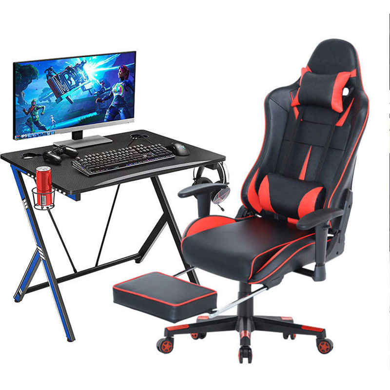 Chaise de jeu de bureau informatique de haute qualité avec repose-pieds et oreiller lombaire  Chaise de jeu de bureau informatique de haute qualité avec repose-pieds et oreiller lombaire