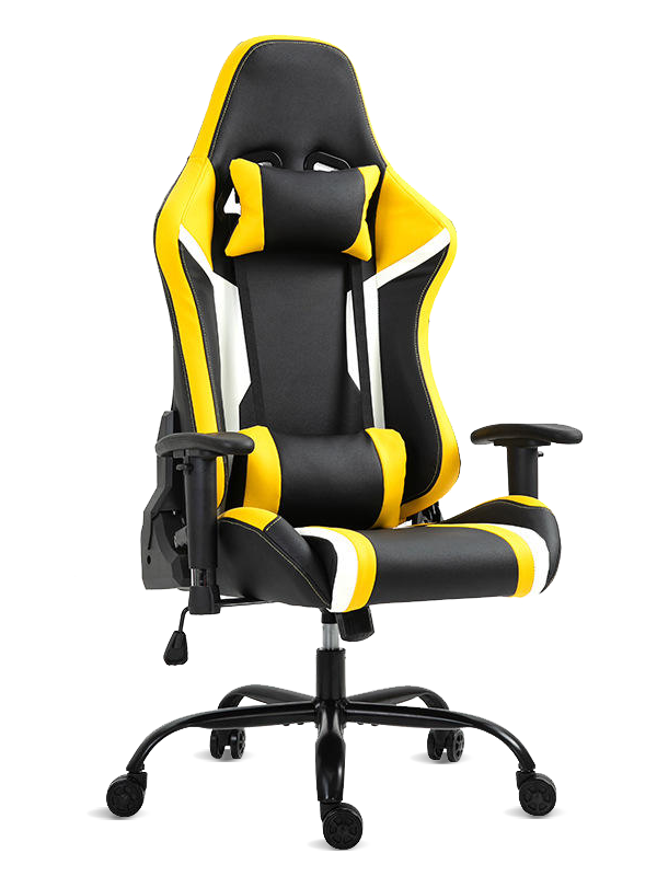 Chaise de jeu bon marché de massage de joueur de jeu de bureau personnalisé jaune d'ordinateur de course 